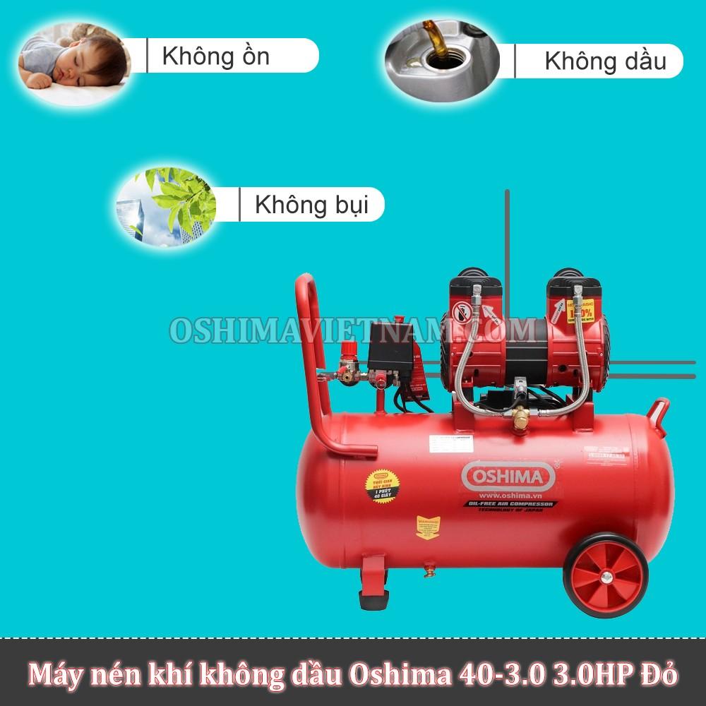 Máy nén khí không dầu Oshima 40-3.0 3.0HP Đỏ điện 1 pha