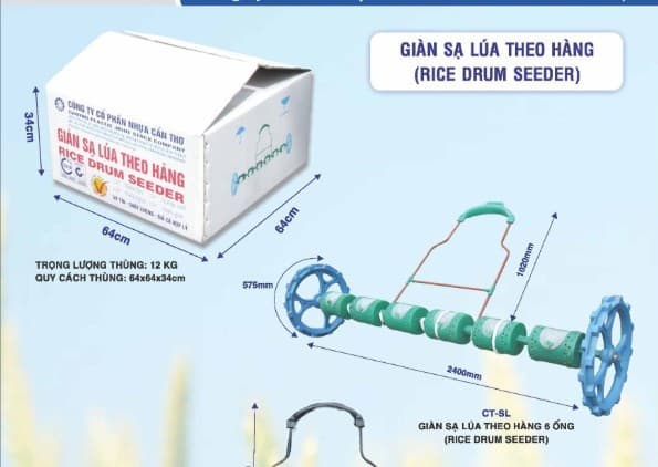 Máy sạ lúa theo hàng 6 trống thế hệ mới - MN